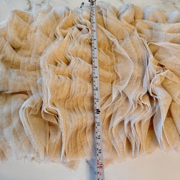 Anthropologie Lamarque Britney Ruffle Tulle Jacket Bolero Shrug Champagne Gold - Picture 14 of 16